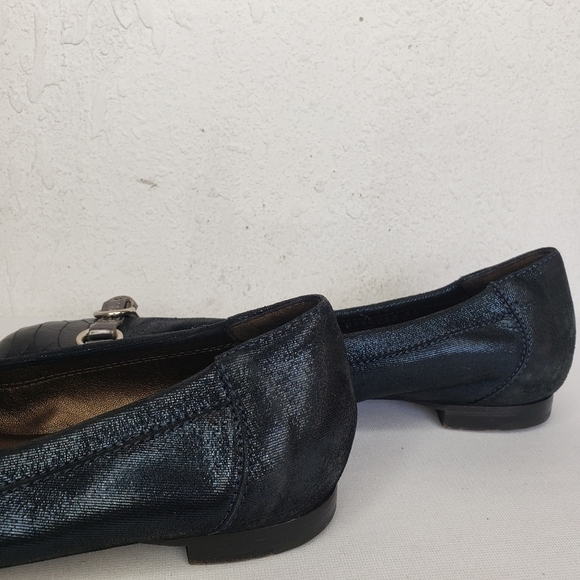 AGL Attilio Giusti Black Leather Snake Print Flats - Picture 6 of 11